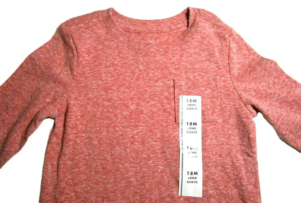 Cat & Jack Boy's Burnt Orange Long Sleeve T-Shirt Chest Pocket Size 18 months